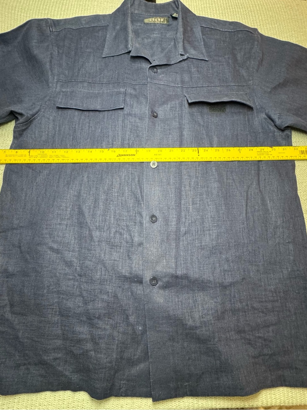Men's Dark Indigo Lightweight Button-Front Shirt Jacket